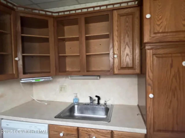 a kitchen with a sink and a cabinets