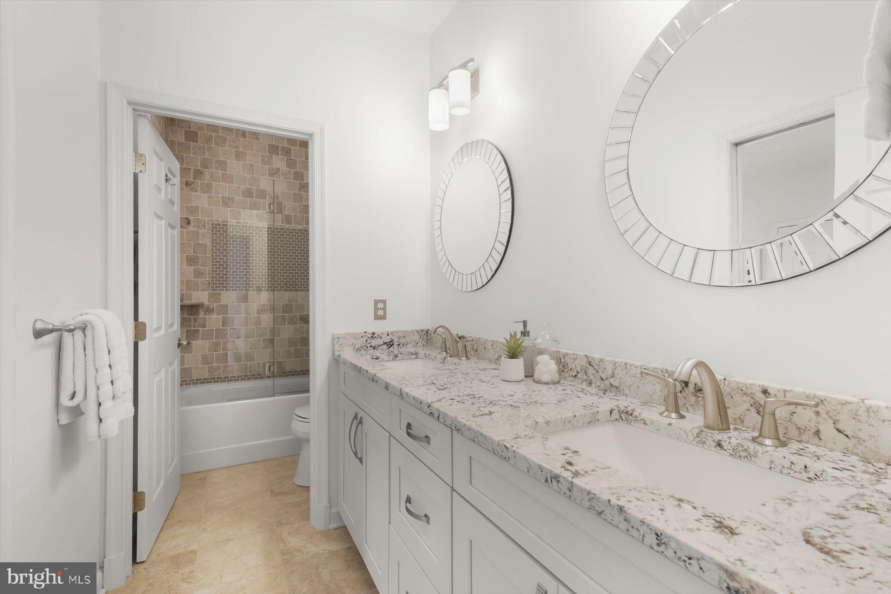 12400 Triadelphia Road Ellicott City, MD 21042 - Photo 37 of 67 Renovated Bath w/Dual Vanity Btwn Bedrooms 2 & 3