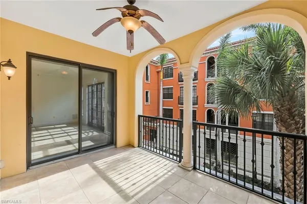 a view of a city from a balcony