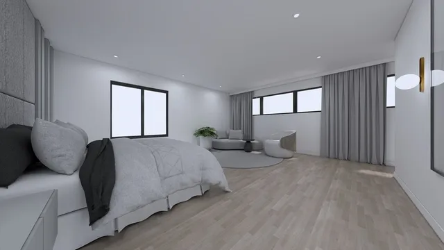 a bedroom with bed and window