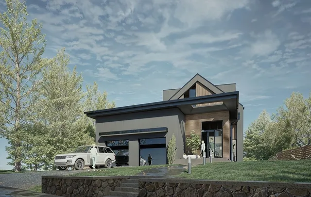 front view of a house with a street