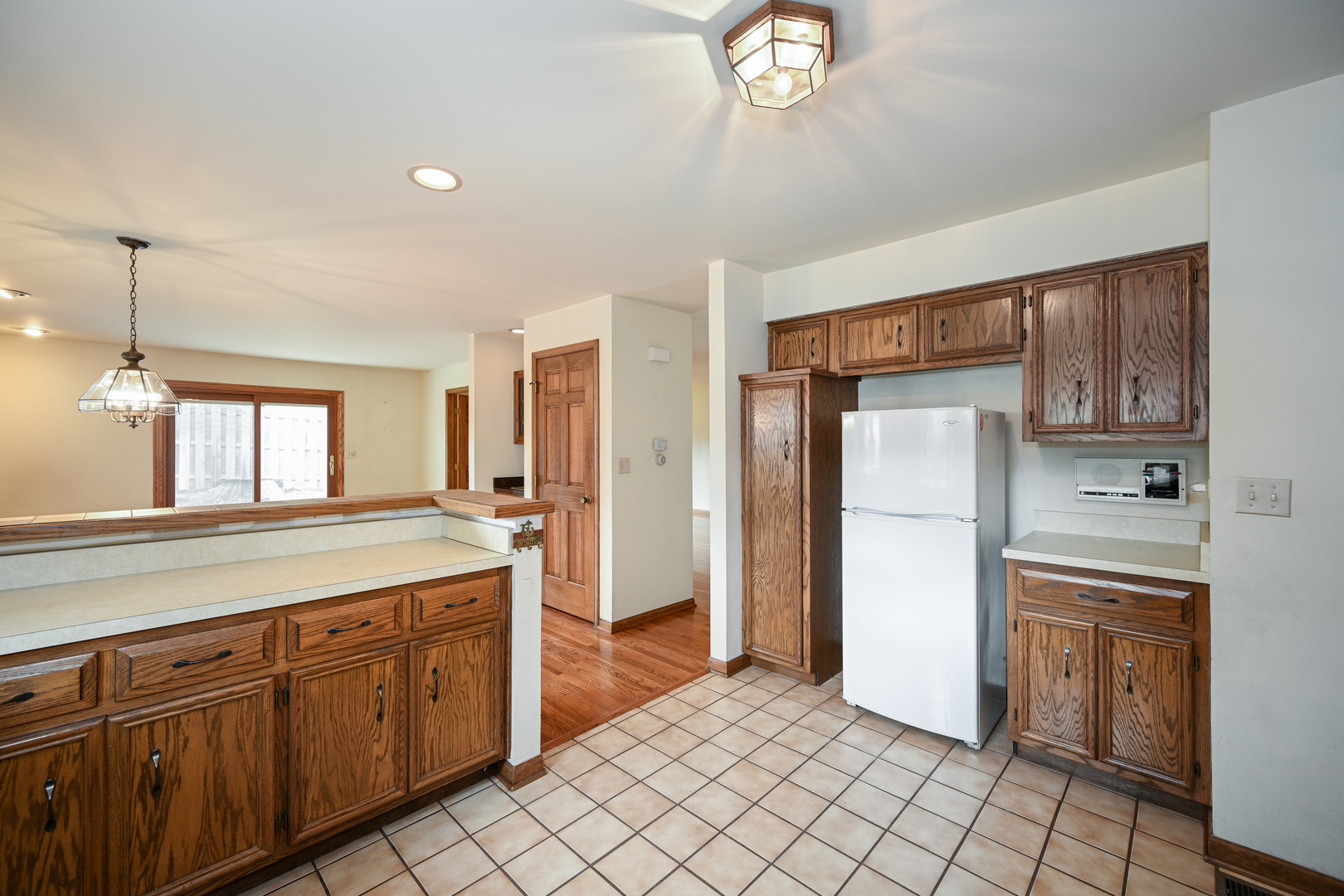 520 Renn Court Wheaton, IL 60187 - Photo 17 of 33 a kitchen with a refrigerator a sink and dishwasher with wooden floor