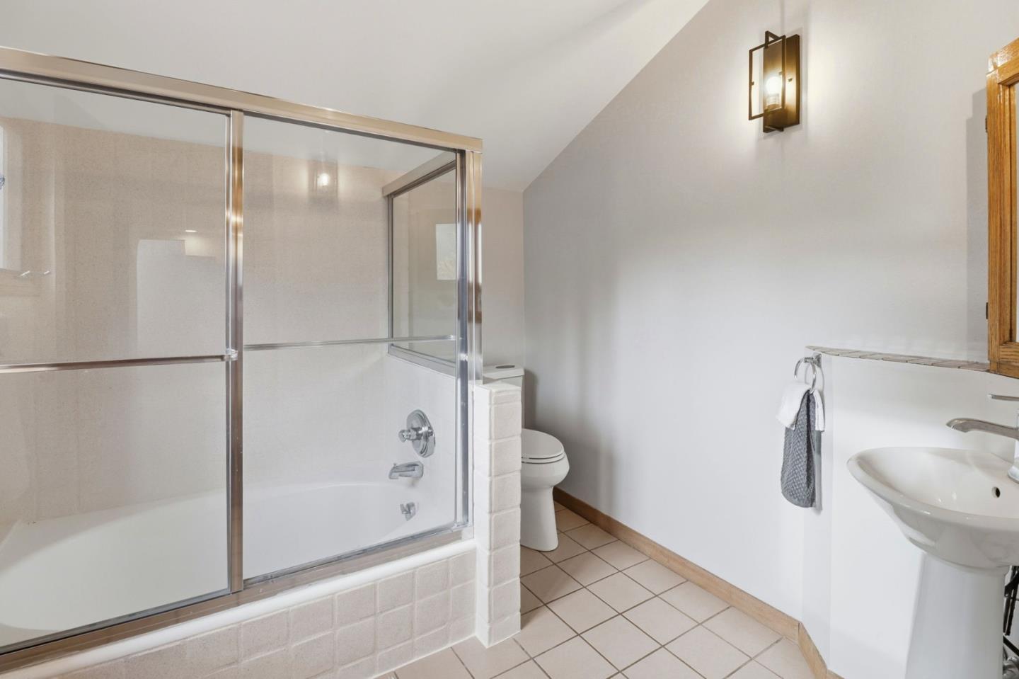 255 Allen Road Woodside, CA 94062 - Photo 31 of 42 a bathroom with a shower and a toilet