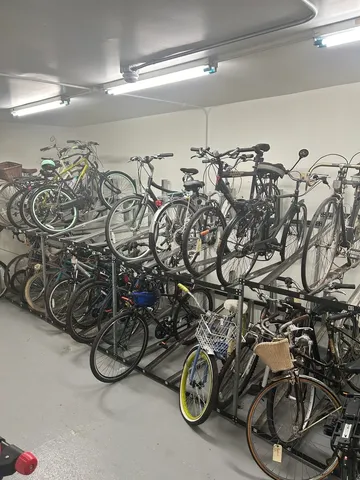 a view of a garage with a bike
