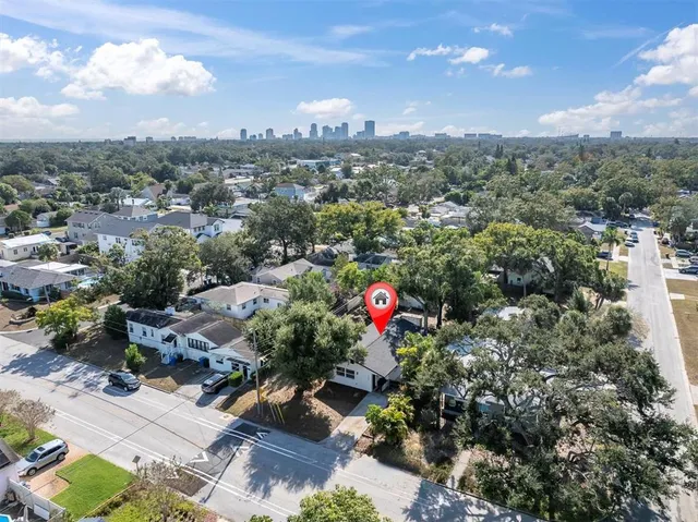 an aerial view of multiple house