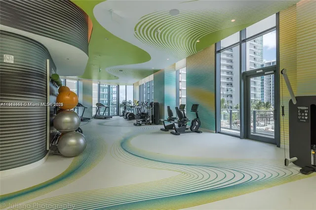 a room with gym equipment
