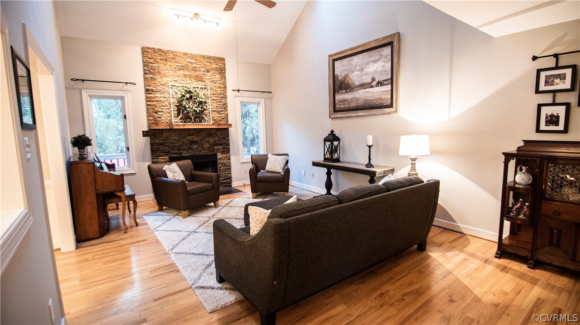 13919 Bayport Landing Road Midlothian, VA 23112 - Photo 6 of 38 Stone Mantel with Gas Fireplace, Vaulted Ceilings