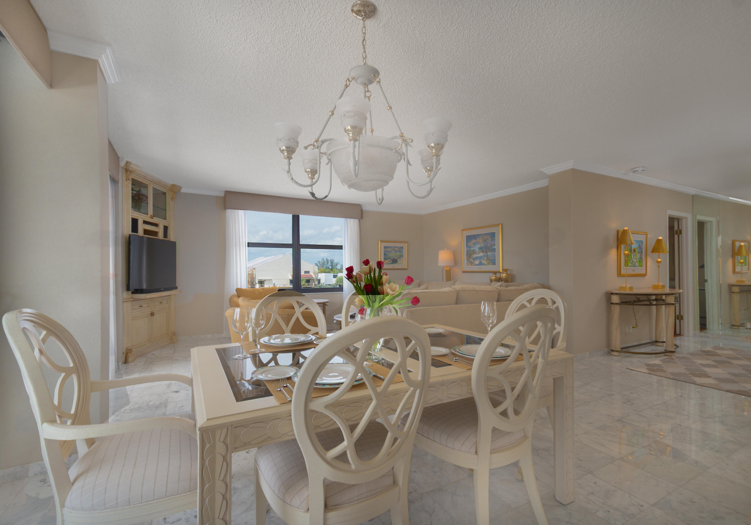 4748 South Ocean Boulevard, Unit 4B Highland Beach, FL 33487 - Photo 19 of 56 a view of a dining room with furniture window and outside view