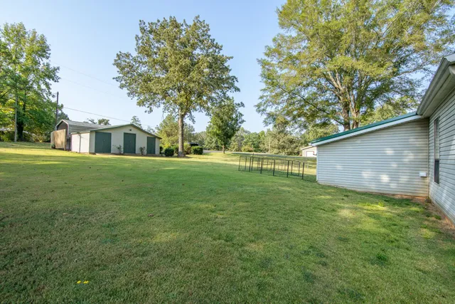 a view of backyard of house