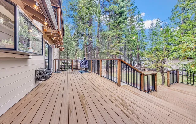 a view of wooden balcony