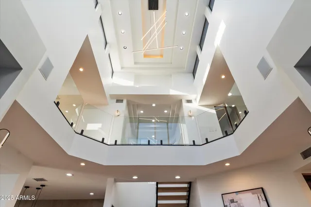 a living room with furniture and a gate