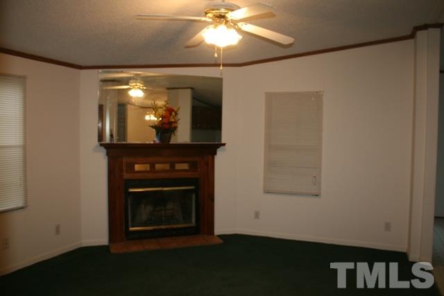 54 Gm Robertson Road Roxboro, NC 27574 - Photo 5 of 17 a room with a fireplace and a chandelier fan