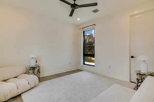 a view of a livingroom with a window