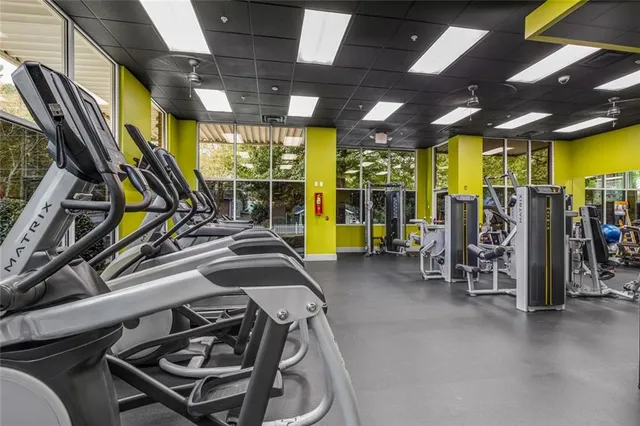 a view of a room with gym equipment