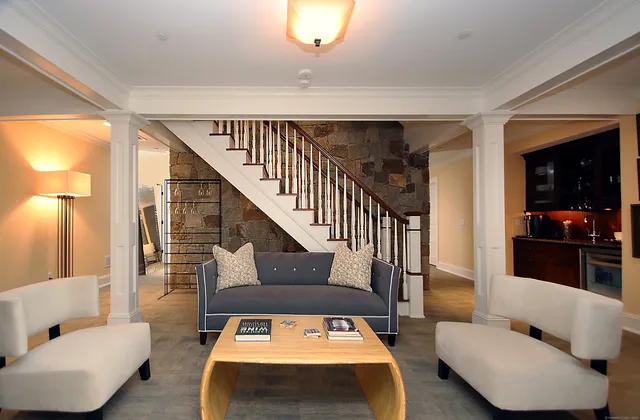 a living room with furniture and a couch