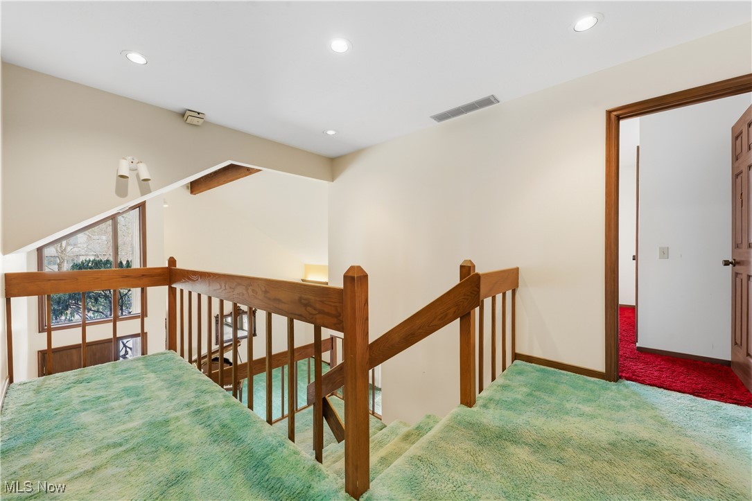 7014 River Styx Road Medina, OH 44256 - Photo 29 of 49 Hallway featuring an upstairs landing, carpet floors, and recessed lighting