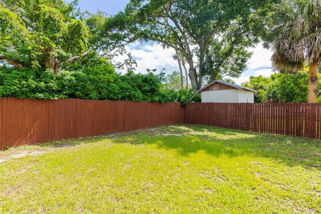 a garden view with a seating space