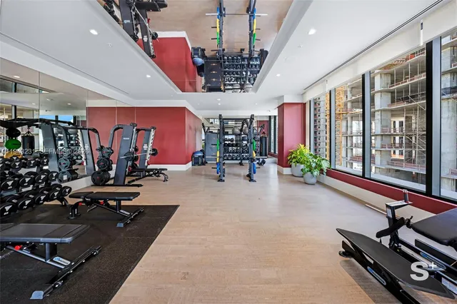 a view of a room with gym equipment