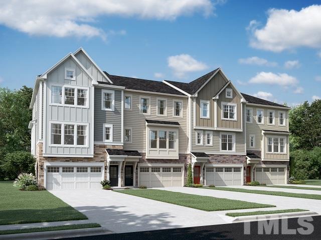 a front view of residential houses