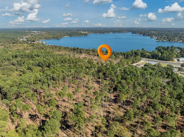 an aerial view of a house with a swimming pool