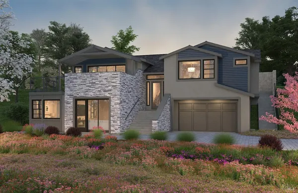 a front view of a house with a yard