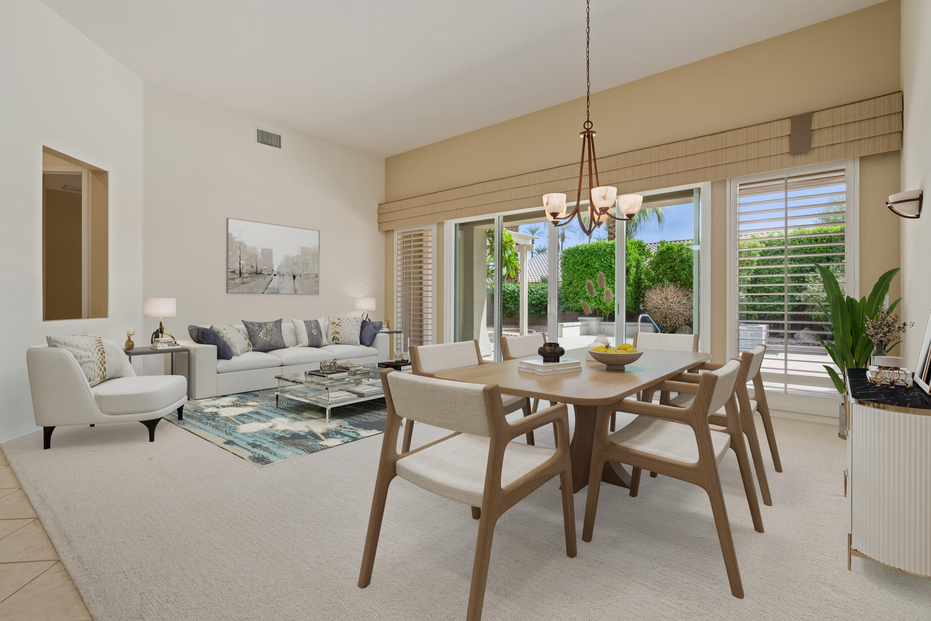 35260 Monarch Way Palm Desert, CA 92211 - Photo 13 of 44 a view of a dining room with furniture window and outside view