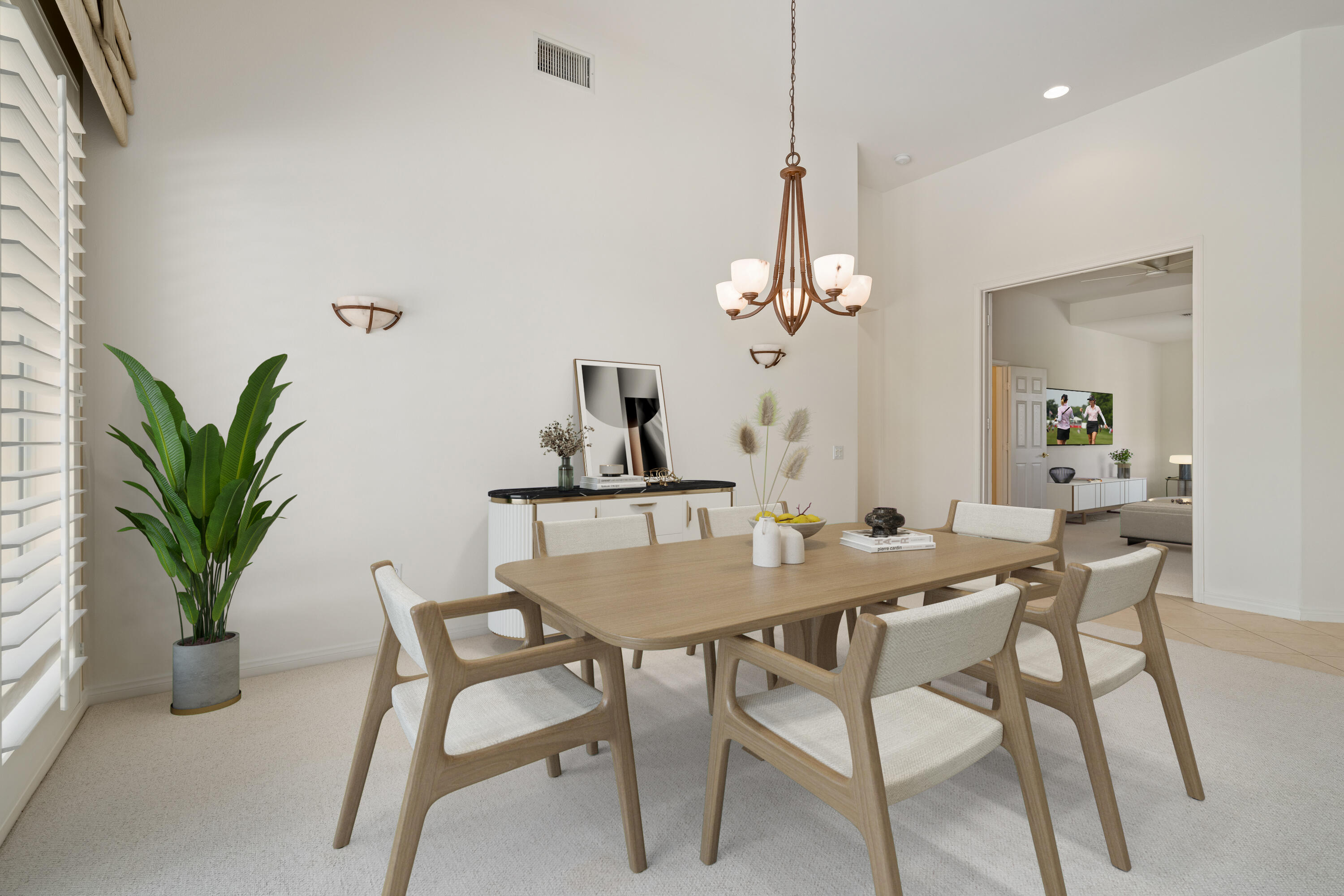 35260 Monarch Way Palm Desert, CA 92211 - Photo 15 of 44 a view of a dining room with furniture and chandelier