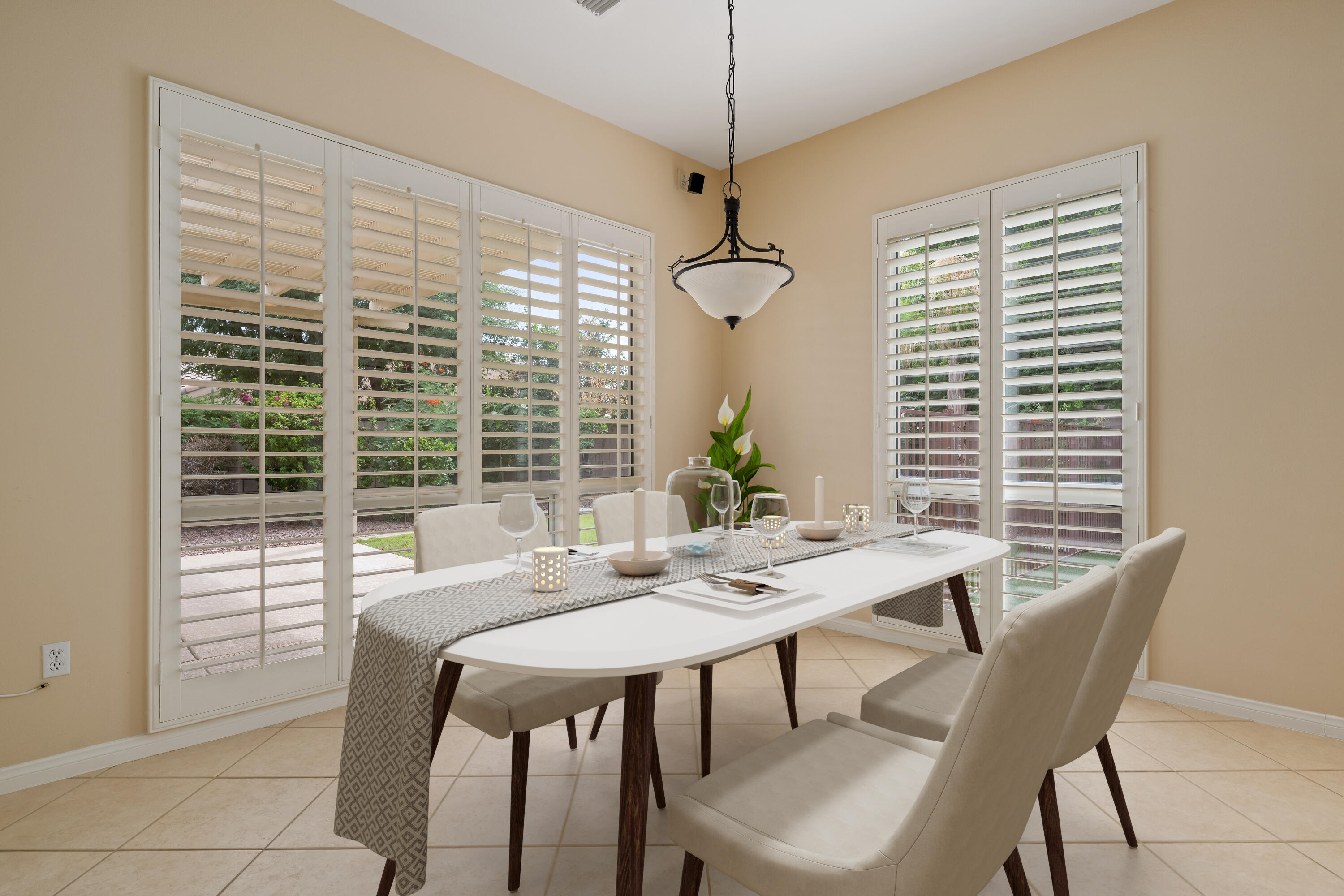 35260 Monarch Way Palm Desert, CA 92211 - Photo 26 of 44 a view of a dining room with furniture window and outside view