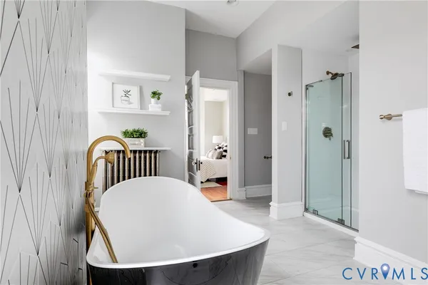 a bathroom with a shower