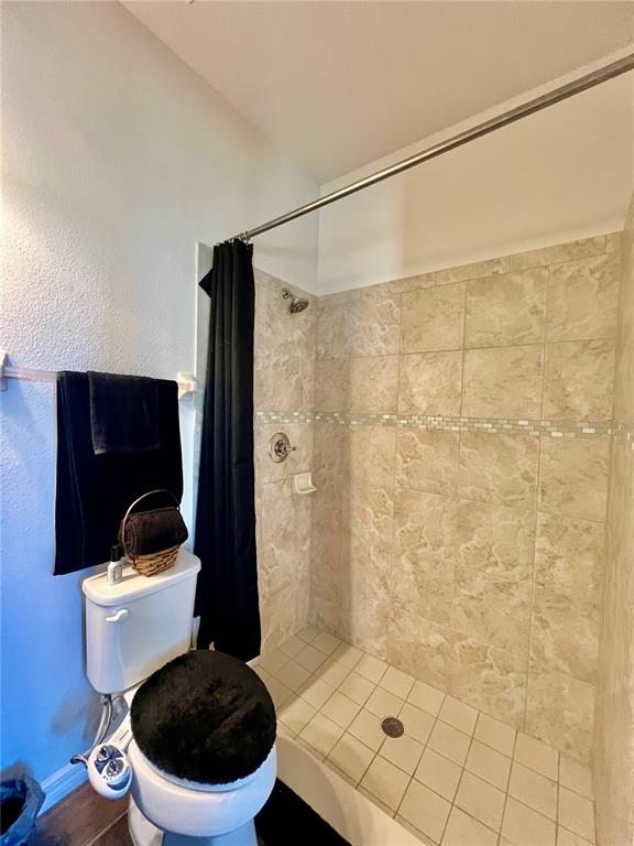 14112 Poke Ridge Drive Riverview, FL 33579 - Photo 33 of 46 a bathroom with a toilet and a shower curtain