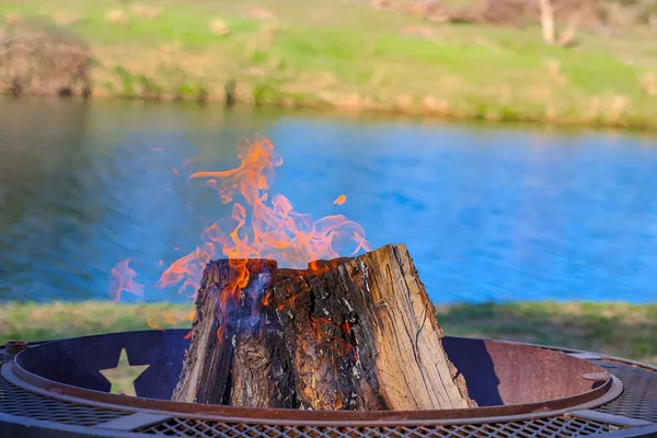 a view of a lake with outdoor space