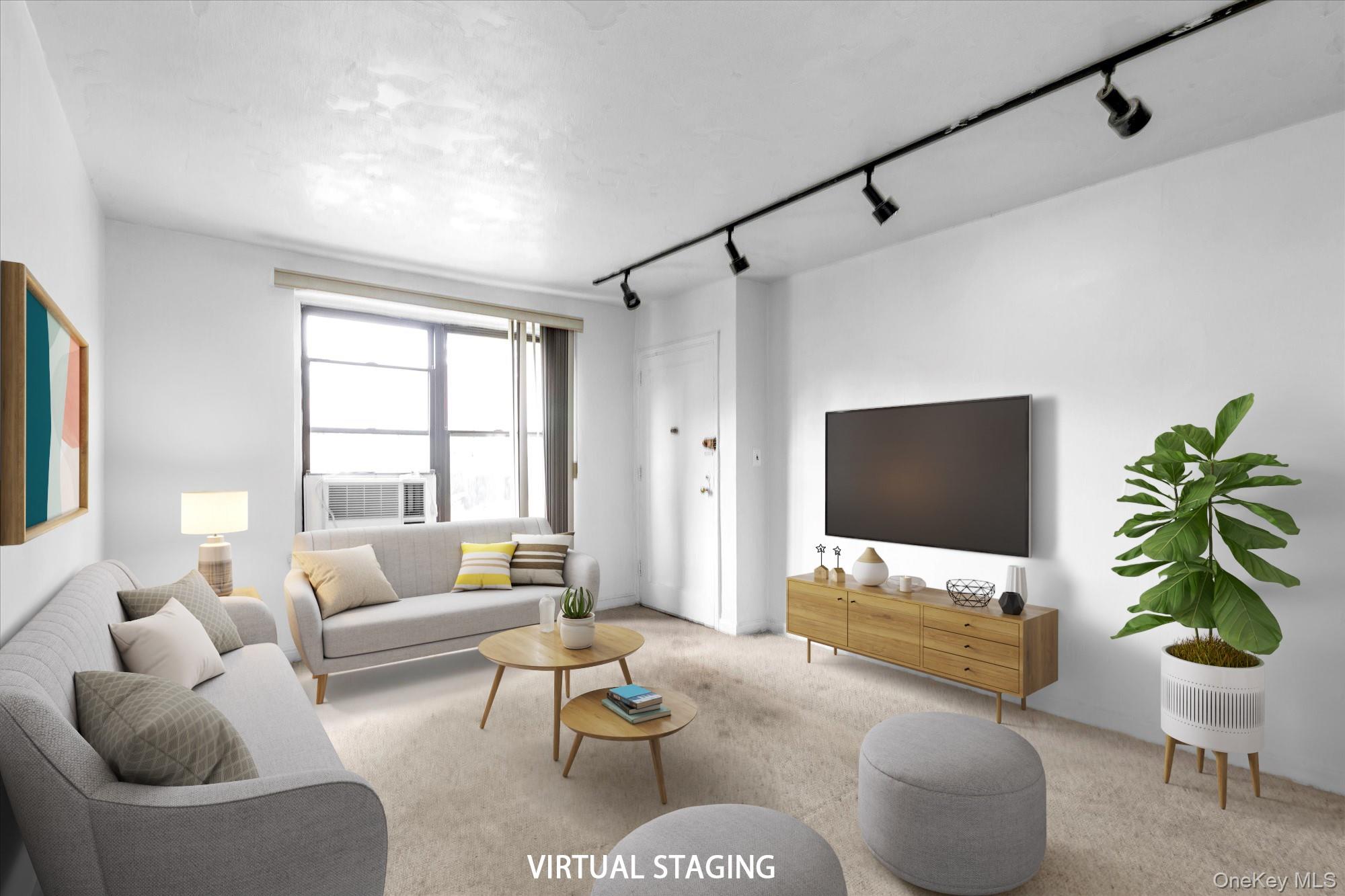 196-32 69th Avenue, Unit 1 Queens, NY 11365 - Photo 2 of 21 Carpeted living area with track lighting