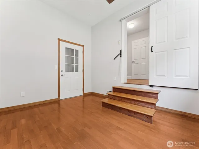 a view of a room with storage