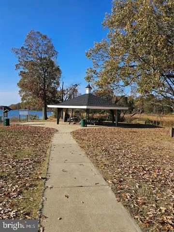 a view of a yard with a house in the background