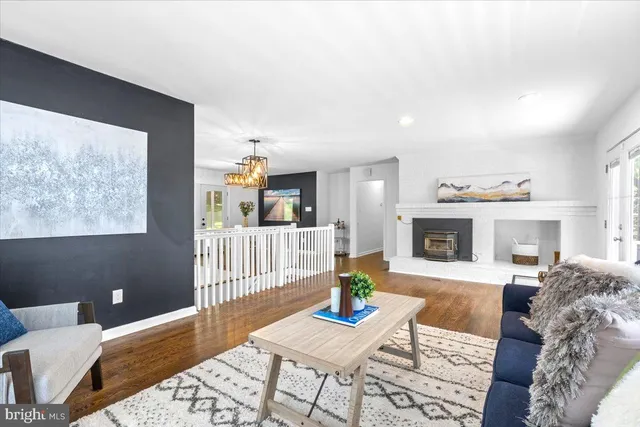 a view of balcony with wooden floor