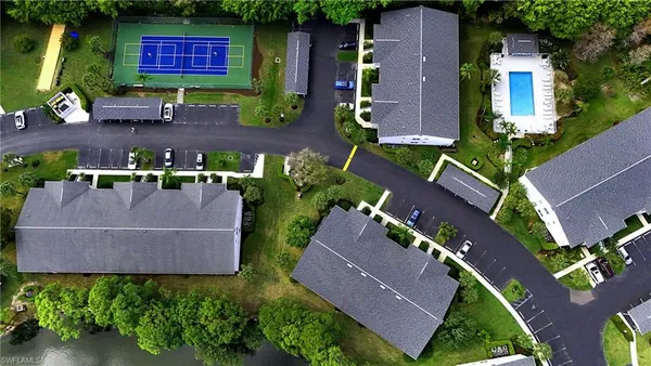 an aerial view of a house