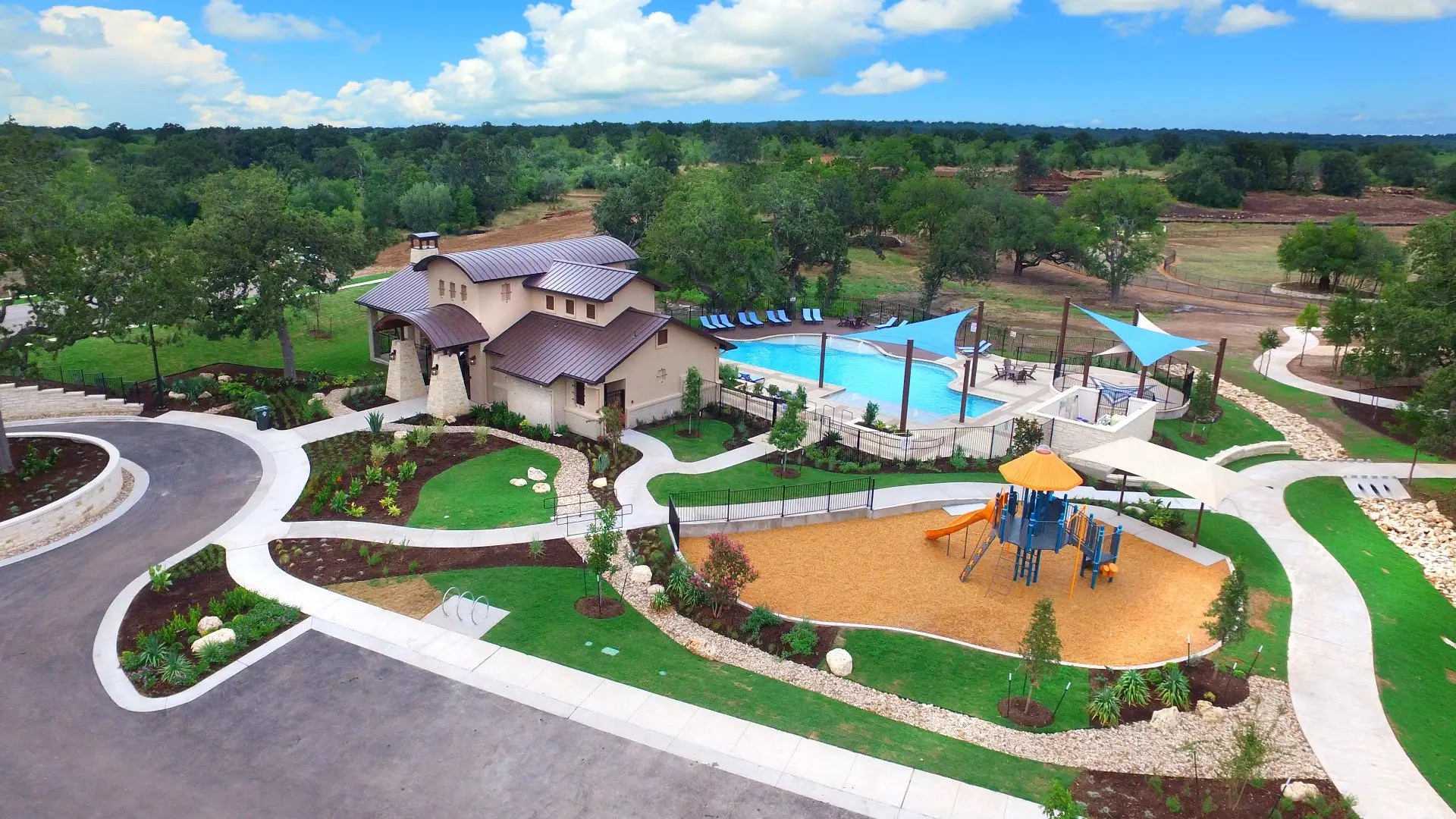 136 Vickers Street Georgetown, TX 78628 - Photo 30 of 33 an aerial view of a house with garden space and street view