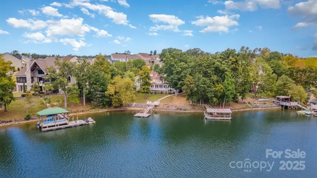 a view of a lake with houses