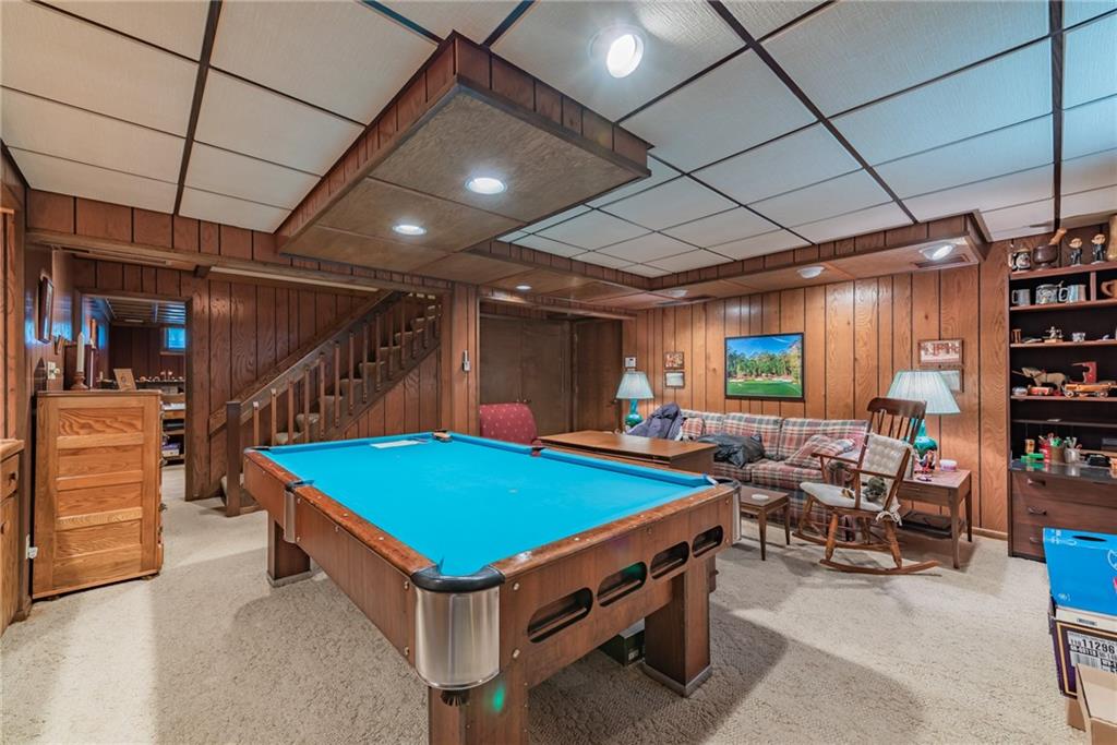421 Center Church Road McMurray, PA 15317 - Photo 17 of 25 LOWER LEVEL - Lower level gameroom with space for your favorite table game, recessed lights and wood paneling.