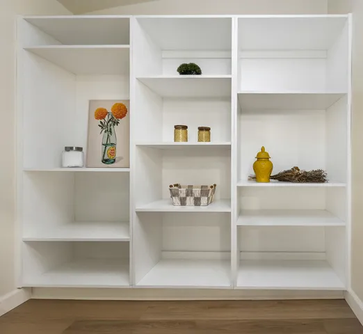 a view of small space with wooden floor and a window
