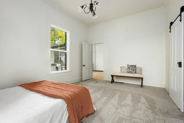 a view of a hallway with workspace