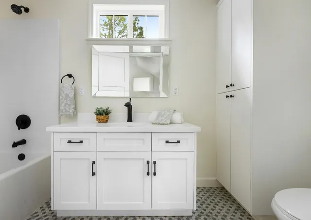 a front view of a house with a patio