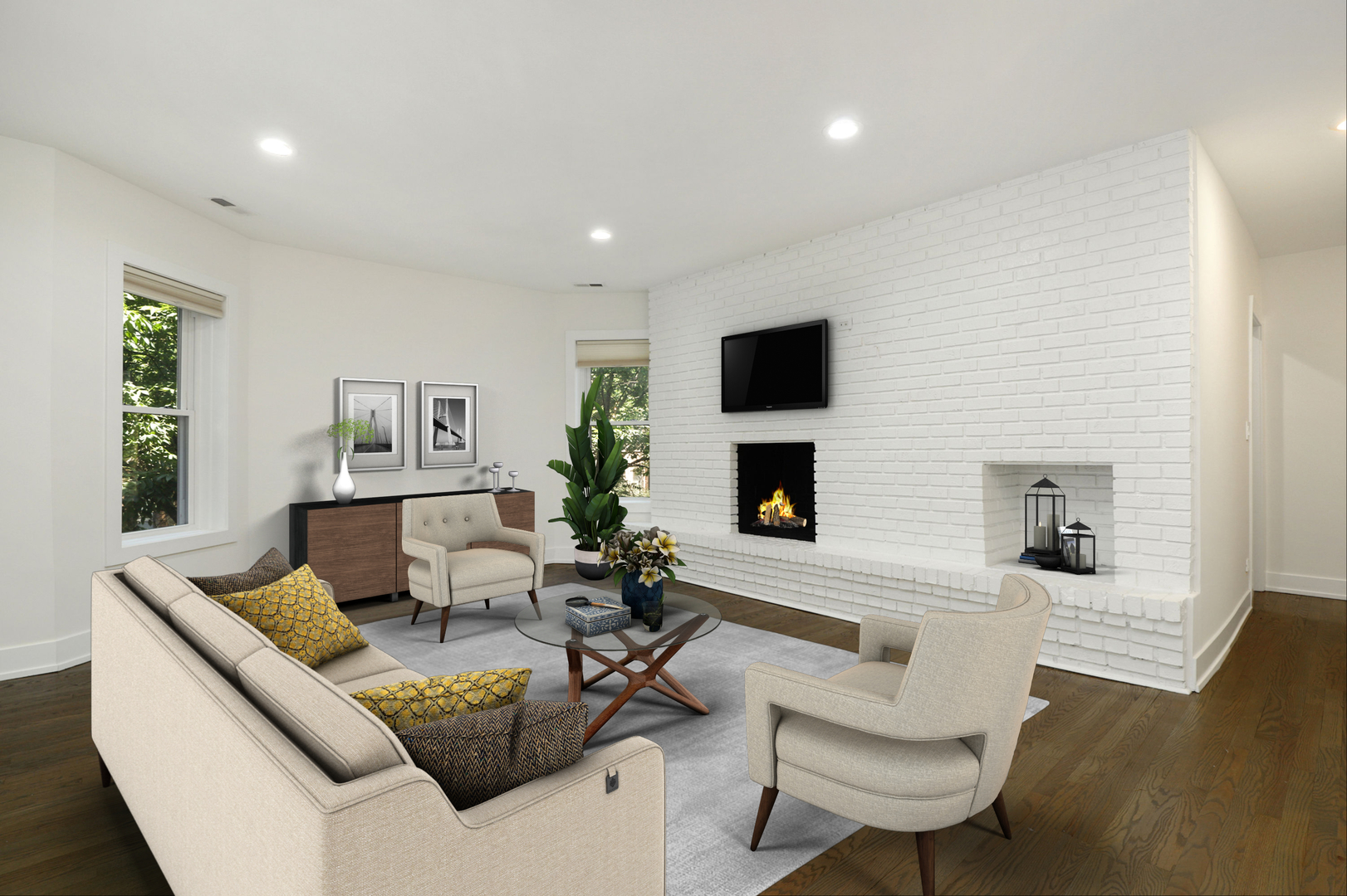 4065 North Sheridan Road, Unit 2N Chicago, IL 60613 - Photo 11 of 34 a living room with furniture fireplace and a flat screen tv