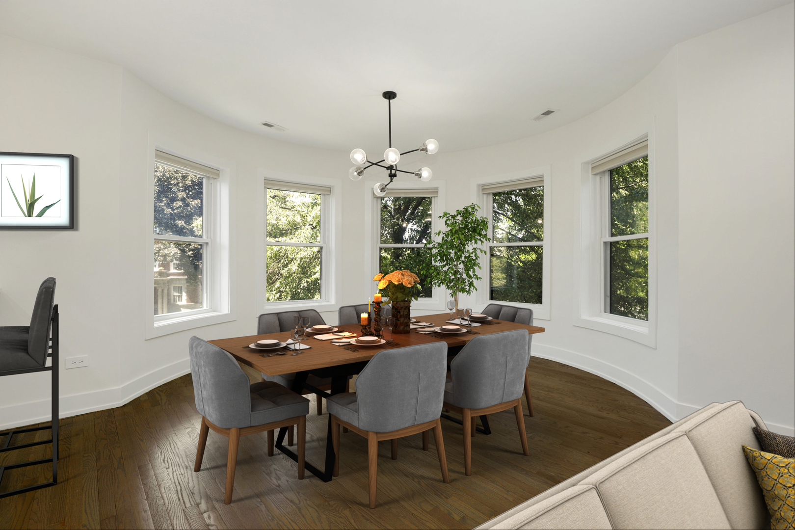 4065 North Sheridan Road, Unit 2N Chicago, IL 60613 - Photo 10 of 34 a dining room with furniture a chandelier and wooden floor