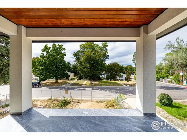a view of swimming pool from a window