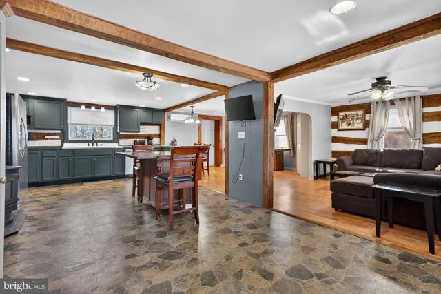 a view of a dining area with furniture