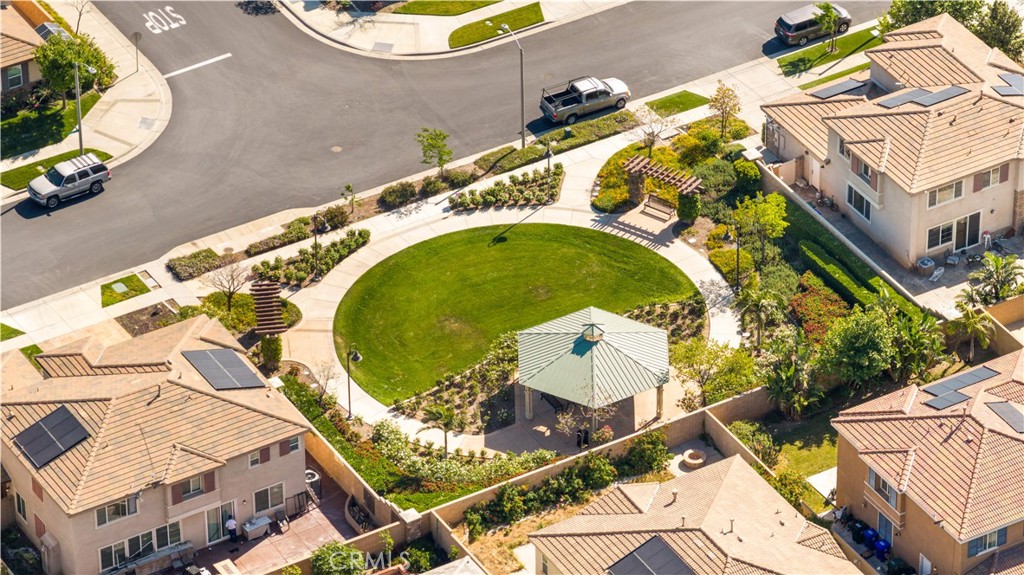 13296 Joliet Drive Rancho Cucamonga, CA 91739 - Photo 54 of 69 an aerial view of a house with a swimming pool and outdoor seating