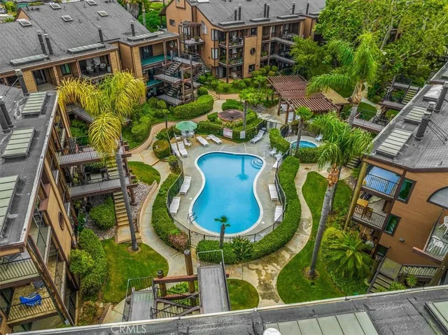 an aerial view of a house