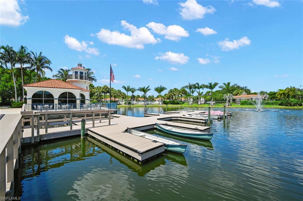 23800 Costa Del Sol Road, Unit 102 Estero, FL 34135 - Photo 33 of 49 Dock area featuring a water view and a gazebo