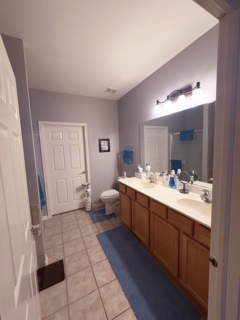 1461 Waterside Drive DeKalb, IL 60115 - Photo 19 of 29 a spacious bathroom with a double vanity sink mirror and toilet